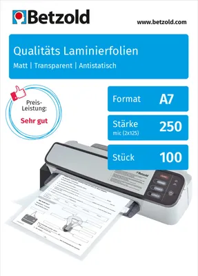 Produktbild von Betzold Laminierfolien DIN A7, 100 Stück