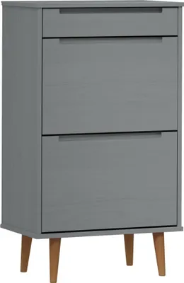 Produktbild von vidaXL Schuhschrank MOLDE Grau 59,5x35x103 cm Massivholz Kiefer