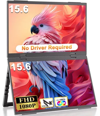 Produktbild von 15,6 Zoll Zusammenklappbarer Tragbarer Dual-Monitor 1080P IPS Laptop-Bildschirm
