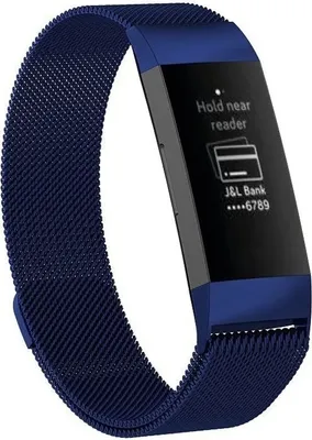 Produktbild von Armband für Ihre Fitbit Charge 3 & 4 Ersatzarmband Edelstahl fein gewebtes Milanaise für Damen + Herren BLAU