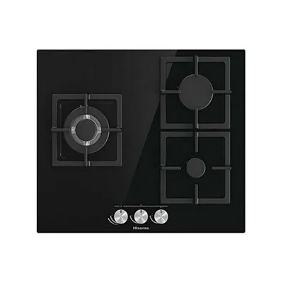 Zdjęcie produktu dla hisense gg633b płyta gazowa - 3 strefy - 60cm - żeliwny grill i czarne hartowane szkło -