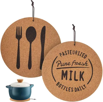 Produktbild von Pfannenuntersetzer Set 2, Kork Untersetzer, Hitzebeständig, 19 cm, für Tischschutz in der Küche
