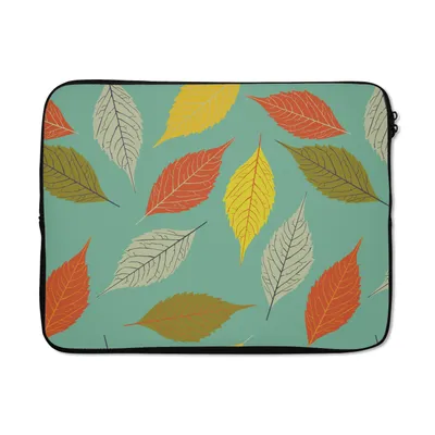 Produktbild von MuchoWow® Laptop Hülle 17 Zoll Laptoptasche Blätter - Herbst - Vintage - Pastell - Muster - Zipper - Schutzabdeckung