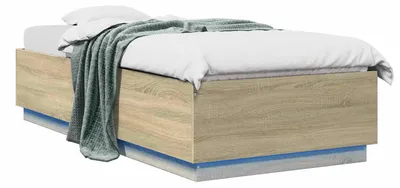 Imagen del producto de Estructura de cama vidaXL con iluminación LED, color roble Sonoma, 80 x 200 cm, fabricada en material de madera