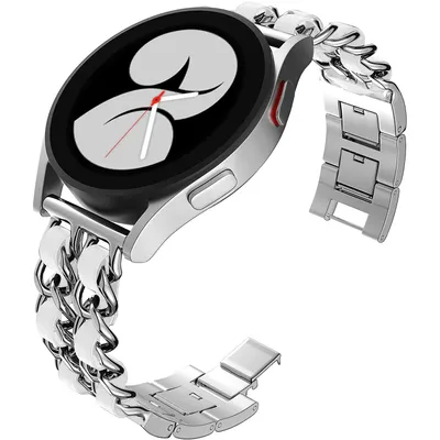 Produktbild von FFO2World 22 mm Leder-Metallarmband – für Samsung Galaxy Watch 3/Watch, Gear S3, Polar Vantage & Grit X, Garmin Vivoactive 4 – Silber/Weiß
