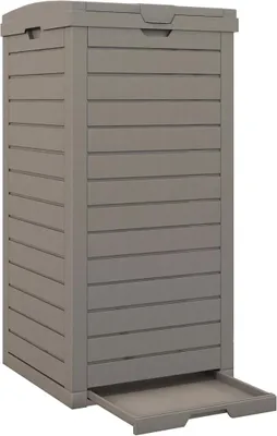 Produktbild von Mülltonne 118 L, Abfalltonne mit Deckel, Abfallbehälter mit Griff & Bodenziehplatte, Mülleimer Wetterfest, Abfalleimer 40 x 40 x 86 cm für Outdoor, Garten, Hof