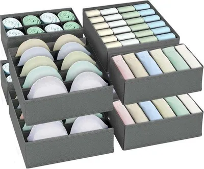 Produktbild von Famanu Faltbares Schubladen-Organisationssystem (8-teilig) - Unterwäsche und Kleidung Organizer für Socken, BHs und Krawatten - Geeignet für