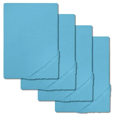 Immagine prodotto di Set di 4 lenzuola elasticizzate Setex in mussola fine, colore turchese, 90 x 200 cm