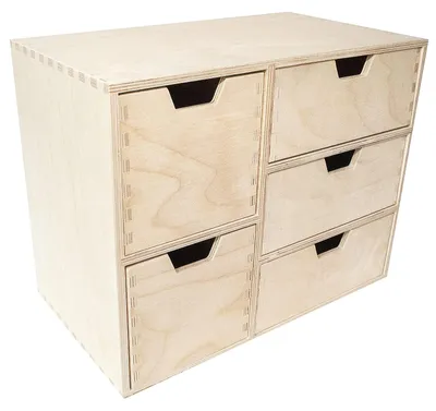 Productafbeelding van Creative Deco Mini Houten Kist met 5 laden, 36 x 20 x 28.5 cm
