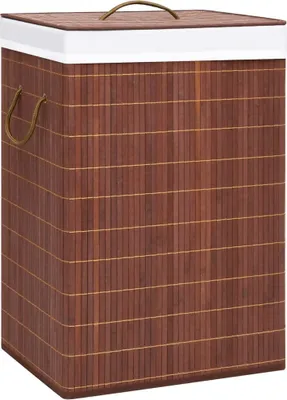 Immagine prodotto di The Living Store Cesto portabiancheria in bambù con 2 scomparti Marrone 72 L