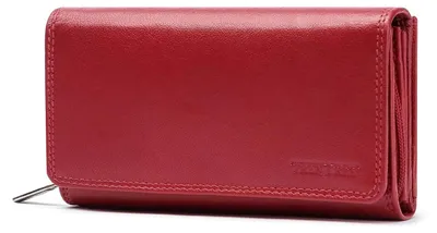 Zdjęcie produktu dla Frentree Portfel damski skórzany z ochroną RFID czerwony