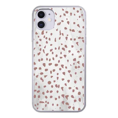 Produktbild von MuchoWow® Handyhülle Schutzhülle Hülle für iPhone 11 Polka dots - Braun - Weiß Silikon Softcase Handy Hülle - Handytasche