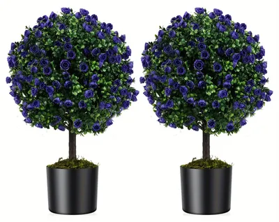 Produktbild von Kunstpflanze – Kunstbaum – Kunst-Buchsbaum – Imitationspflanze – Kunst-Buchsbaum-Topiarier – Set mit 2 Stück – 55 cm hoch