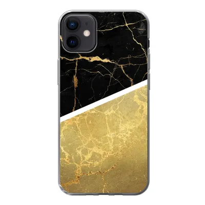 Produktbild von MuchoWow® Handyhülle Schutzhülle Hülle für iPhone 12 mini Marmor - Schwarz - Gold Silikon Softcase Handy Hülle - Bild