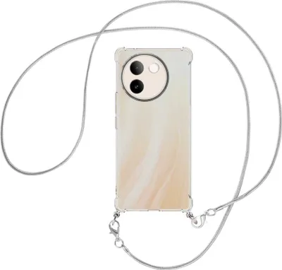 Produktbild von Handykette Backcover-Schutzhülle mit Band (Metall silberfarben) für vivo V30e 5G - silberfarbene Snake-Kette