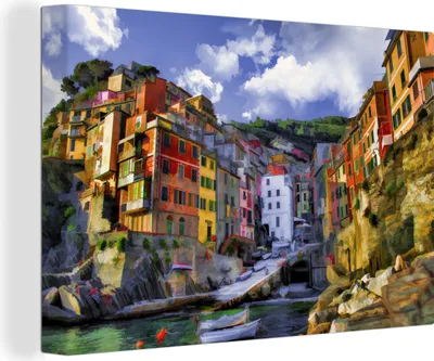 Produktbild von OneMillionCanvasses® - Leinwandbilder - 140x90 cm, Riomaggiore, Italien, Wandbilder Kunstdruck Wanddekoration