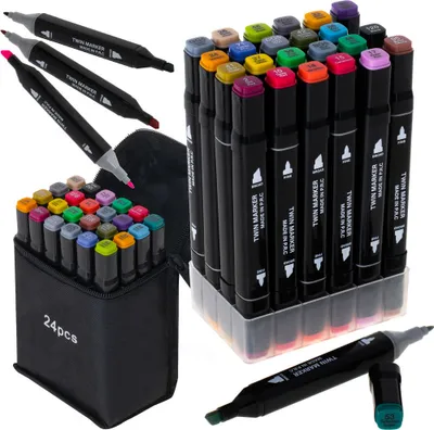 Obrázok produktu pre Obojstranné liehové fixy v puzdre 24 + základňa