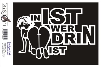 Produktbild von Aufkleber / Autoaufkleber - JDM / Die cut / Auto / OEM - In ist wer drin ist - 170x110 mm rot - Heckscheibe / Heckscheibenaufkleber