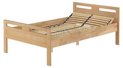 Produktbild von Überlanges Holzbett, Seniorenbett 120x220 Buche lackiert V-60.74-12-220Federholzrahmen inkl.