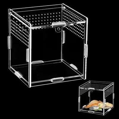 Zdjęcie produktu dla Miniaturowe terrarium akrylowe – idealne dla ślimaków i gadów – 10x10x10 cm