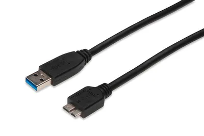 Produktbild von Digitus USB 3.0 Anschlusskabel, A/St - micro B/St, 1,8 m, USB A, Micro-USB B, USB 3.2 Gen 1 (3.1 Gen 1), Stecker/Stecker, Schwarz