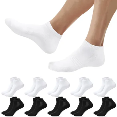 Produktbild von Falechay 10 Paar Sneaker Socken Damen 35-38 Sportsocken Herren Schwarz Weiß