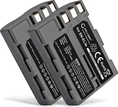 Produktbild von CELLONIC 2x Akku für Kamera Kompatibel mit Nikon D700, D90, D200, EN-EL3e - (1600mAh, 7.4V)