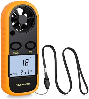 Immagine prodotto di Misuratore di vento digitale - 30 m/s - Velocità del vento + temperatura - Anemometro - Temperatura percepita - Misuratore di vento - Misuratore di velocità del vento - Anemometro digitale - Misuratore di velocità dell'aria - Ideale per vela, aquiloni, surf, nautica, pesca