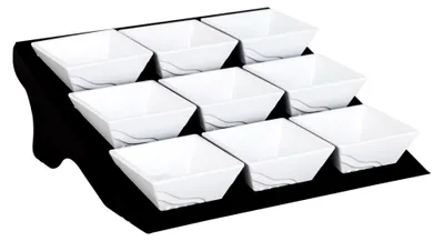 Produktbild von Buffetständer - Schwarz - mit 9 Melaminschalen - eckig