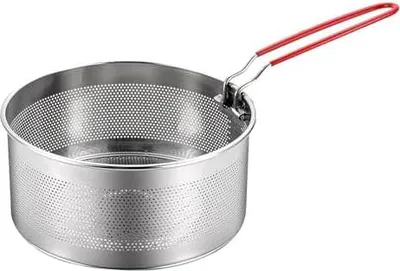 Produktbild von Nudelsieb, Nudelsieb aus Edelstahl mit abnehmbarem Griff, Nudelkorb aus Metall, Frittierkorb, Küchensieb zum Waschen, Abtropfen, Frittieren, Kochen, Dämpfen (20 cm)