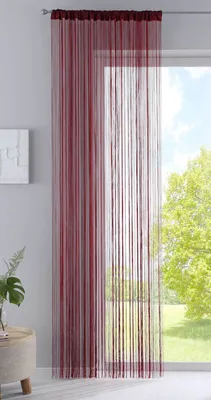 Produktbild von Fadengardine , HxB 250x140 cm, Bordeaux mit Tunneldurchzug und eingenähtem Kräuselband, geeignet für Gardinenstangen und Gardinenschienen Fadenvorhang Fadenstore Raumteiler 20303CN