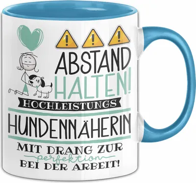 Produktbild von Hundennäherin Tasse Geschenk Lustig Abstand Halten Hochleistungs-Hundennäherin Mit Drang Zur Perfektion Bei Der Arbeit (Blau)