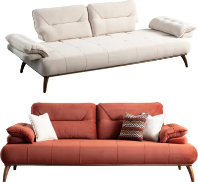 Produktbild von Villa Möbel Sofa Set Hazel Duo Blau-Beige Stellvariante:2+2 Relax- und Bettfunktion, Mikrofaser Webstoff