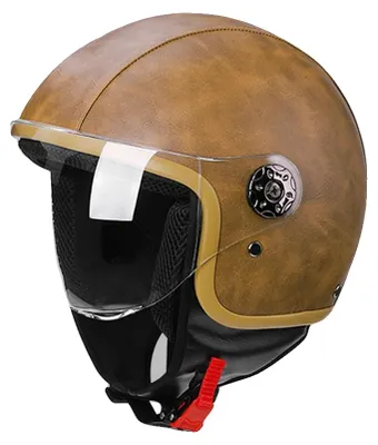 Obrázok produktu pre Otvorená motocyklová prilba, vintage štýl, nárazuvzdorná, hnedá