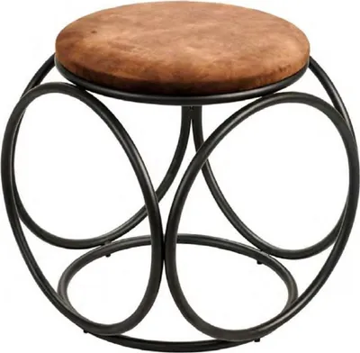 Produktbild von Casa Padrino Luxus Hocker Braun / Schwarz 50 x 50 x H. 50 cm - Gepolsteter Sitzhocker mit Metallgestell - Wohnzimmer Möbel - Luxus Kollektion