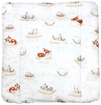 Produktbild von TupTam Baby Wickeltischauflage mit Baumwollbezug Gemustert, Farbe: Schlafende Baby Tiere / Beige, Größe: 70 x 50 cm