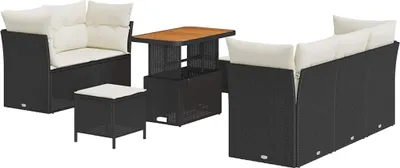 Image de Ensemble de canapé de jardin 8 pcs Noir polyrotin