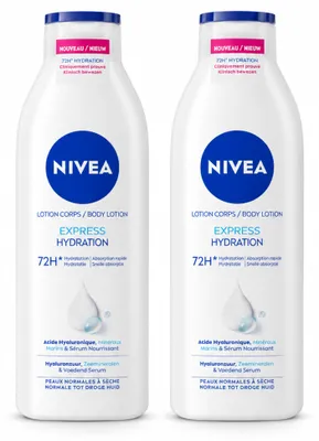 Image de 2 x Crème hydratante pour le corps NIVEA Express - 250 ml - Pack avantage - 2 pièces