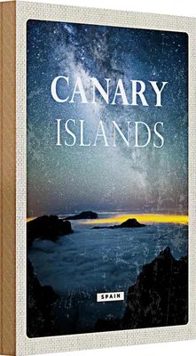 Produktbild von Holzschild Reise 20x30cm Canary islands Spain Nacht Sterne