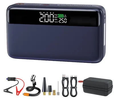 Produktbild von N33 Starthilfe Powerbank 20000mAh mit 150PSI Luftkompressor, PD65W Schnellladung, 12V Batteriestarter für Auto SUV Motorrad, Blau