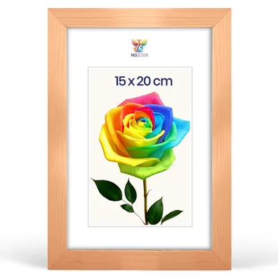 Produktbild von MG Design Bilderrahmen 15 x 20 cm - Fotorahmen mit Natur Holzrahmen (Echtholz) und bruchsicherem Acrylglas, Hoch & Quer zum Aufhängen, zum Aufstellen