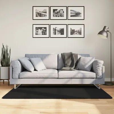 Produktbild von Teppich HUARTE Kurzflor Weich und Waschbar Schwarz 80x150 cm , Designerteppiche 2024 Neu