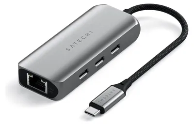 Obrázok produktu pre Satechi ST-H3C25EM, USB Typ-C, RJ-45, USB Typ-C, 10000 Mbit/s, Šedá, Hliník, Okrúhly kábel