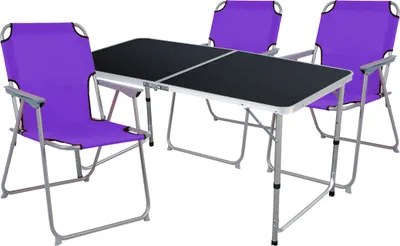 Produktbild von 4-teiliges Campingmöbel Set Black Alu 120x60x58/70cm lila