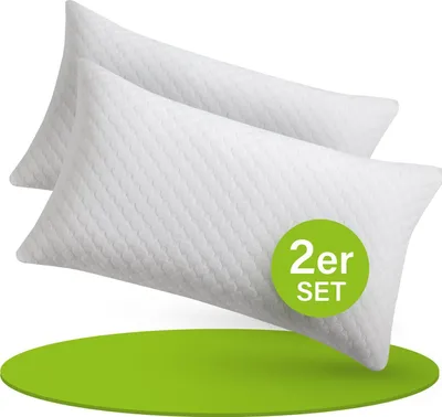 Produktbild von Juskys Kissen 40x80 cm für Bett - 2er Set Kopfkissen mit Memory-Foam Füllung - Weiß