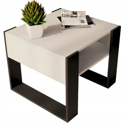 Produktbild von Couchtisch 55x55 Cm Weiß Retro Loft Wohnzimmertisch