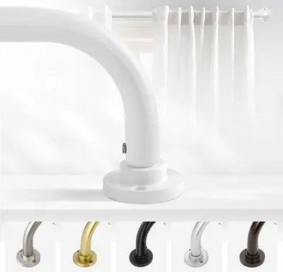 Produktbild von Unyqoos® Verstellbare weiße Gardinenstange 71,1–121,9 cm – Teleskop-Gardinenrohr für Verdunkelung & Isolierung, Aluminiumlegierung/Eisen, gebogene Enden, inkl. Montagematerial, Tragkraft 13 kg