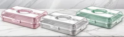 Zdjęcie produktu dla Kuketo | Pudełko na ciasto XL 43 x 29,5 x 10 cm z pokrywką i uchwytem - pudełko transportowe na ciasta, torty i ciastka - wolne od BPA, wytrzymałe i stylowe