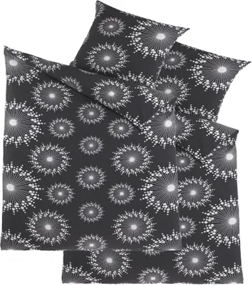 Produktbild von 4-tlg. Bettwäsche 2x (135 x 200 + 80x80cm), schwarz weiß, Kreise, Reißverschluss