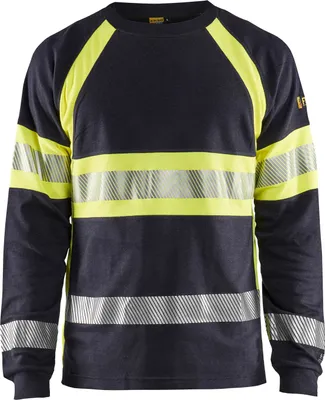 Produktbild von Blakläder® Flammschutz Langarm Shirt Marineblau/Gelb 3484 1761, Farbe:marineblau/high vis gelb, Größe:L